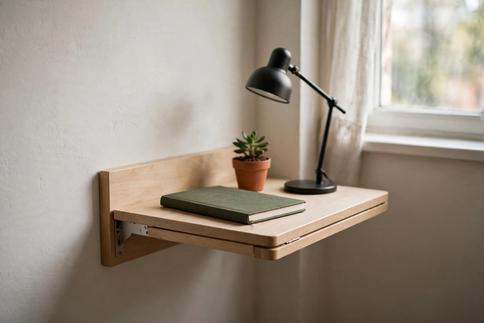 A small wall-mounted desk styled as a focus zone