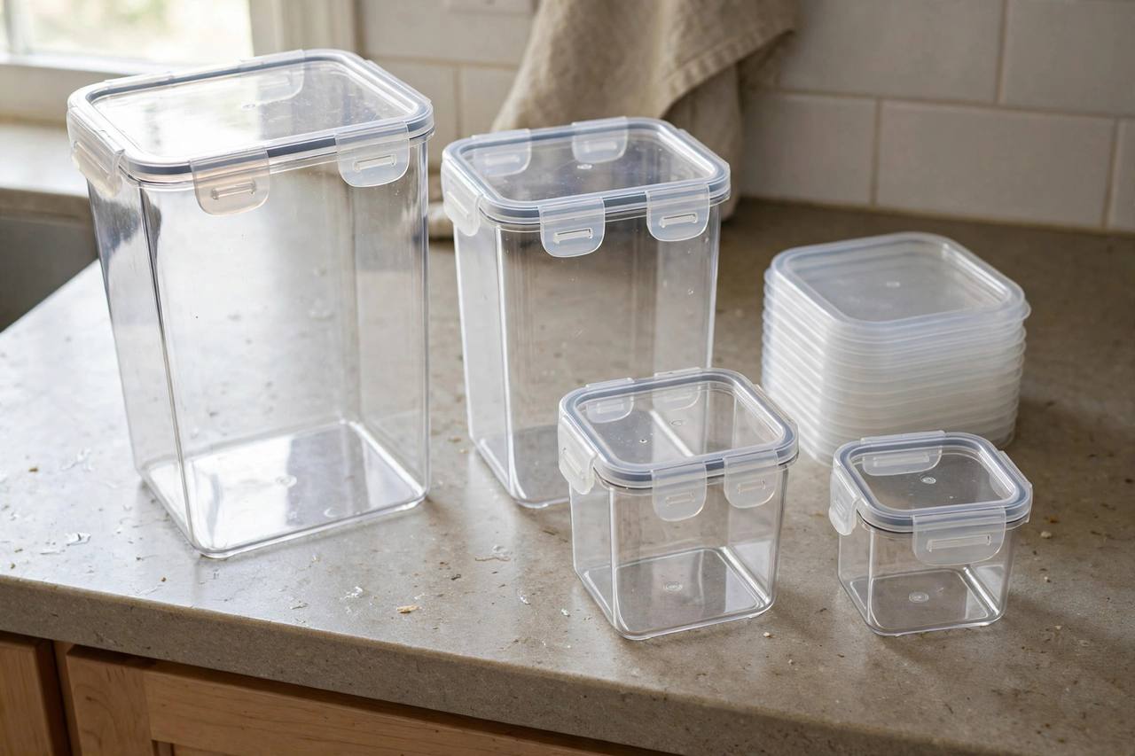 A budget-friendly airtight canister set in several sizes, the only containers most small pantries need